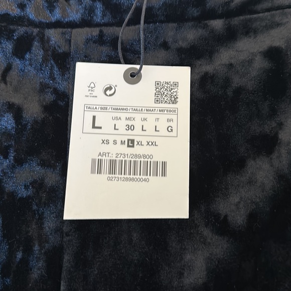 ZARA BLACK CRUSHED VELVET HIGH WAISTED FLARE LEGGING PANT - Picture 10 of 10